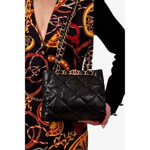 Pre-loved Chanel™ Black Lambskin Quilted Small Shopping Shoulder Bag